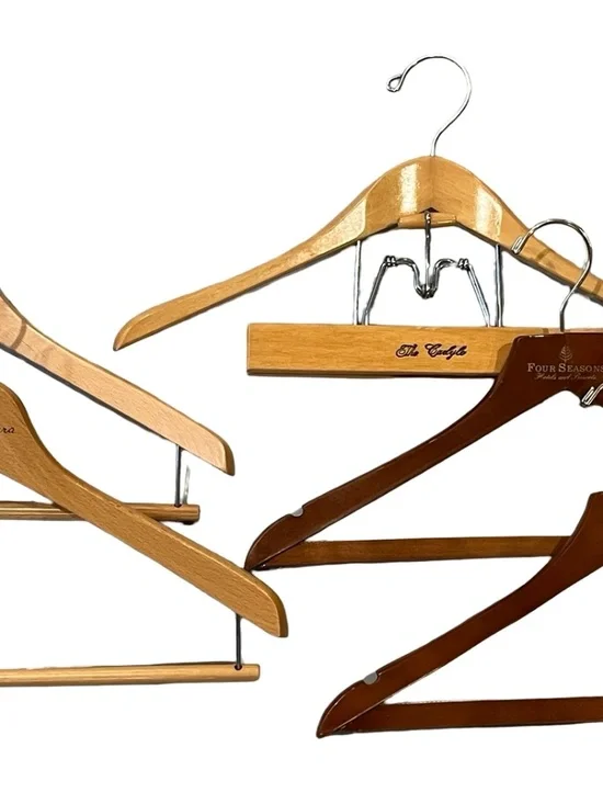 5PC Lot Hotel Branded Wooden Hangers - Hotel Okura, Carlyle, Four Seasons