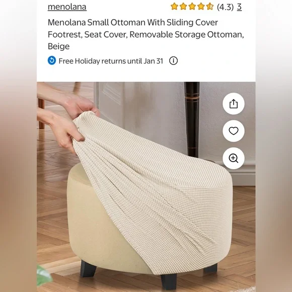 Menolana Elegant Beige Ottoman Slipcover