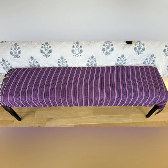 Beautiful Guatemalan striped scarf. Elegant purple and Onyx hues. Reversible