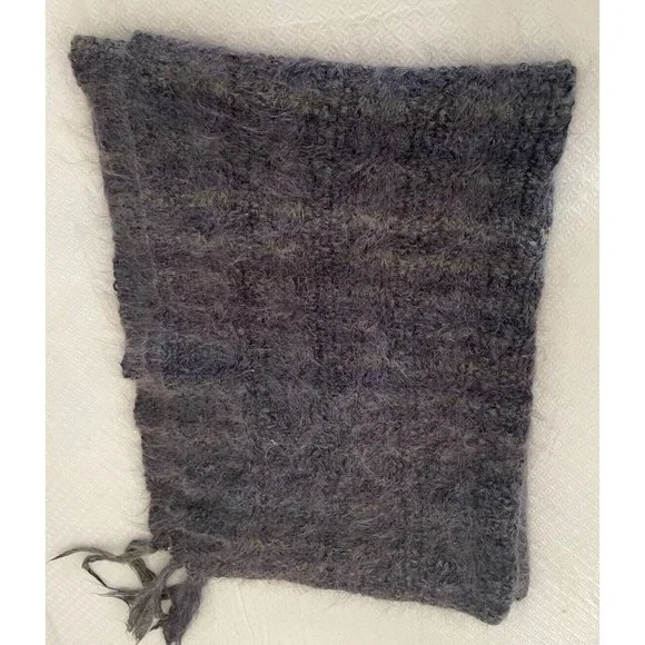 Mohair Wool Throw Blanket Wrap Charcoal Gray Sofa Couch Hand Knitted By Jennifer