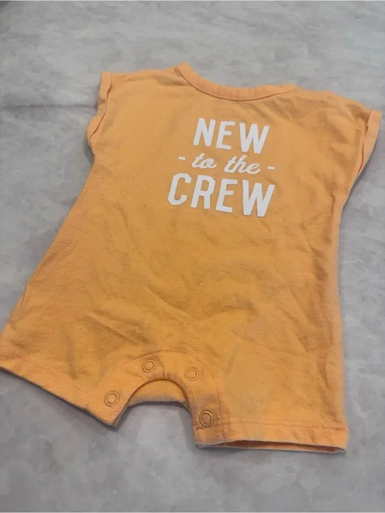 jumping beans Orange 'New to the Crew' Baby Romper