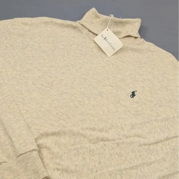 Vintage‎ Polo Ralph Lauren Turtleneck Mens Large Cream Heather USA Made