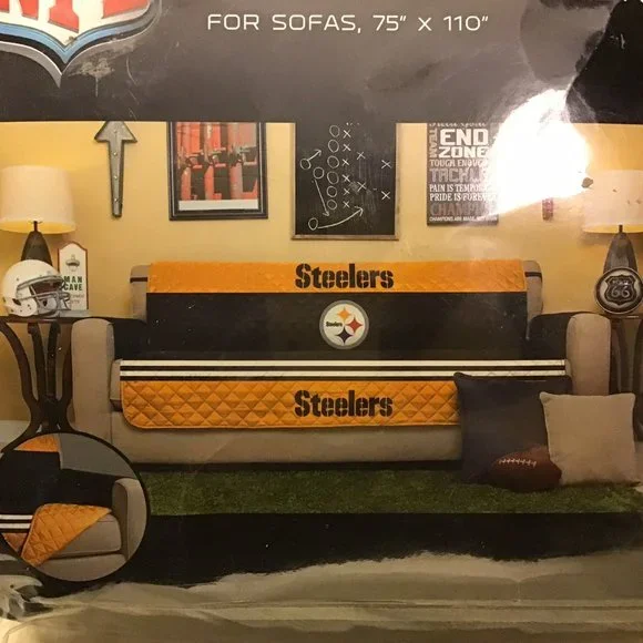 NIP NFL Licensed Pittsburgh Steelers Reversible Sofa Cover 75