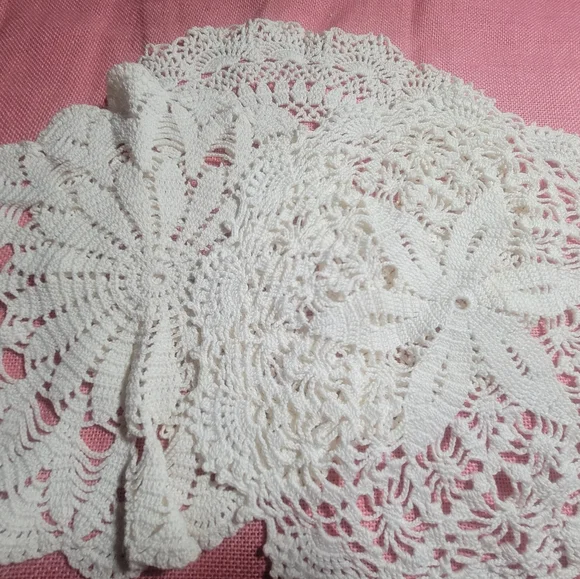Lacey Handmade Doilies White Vintage