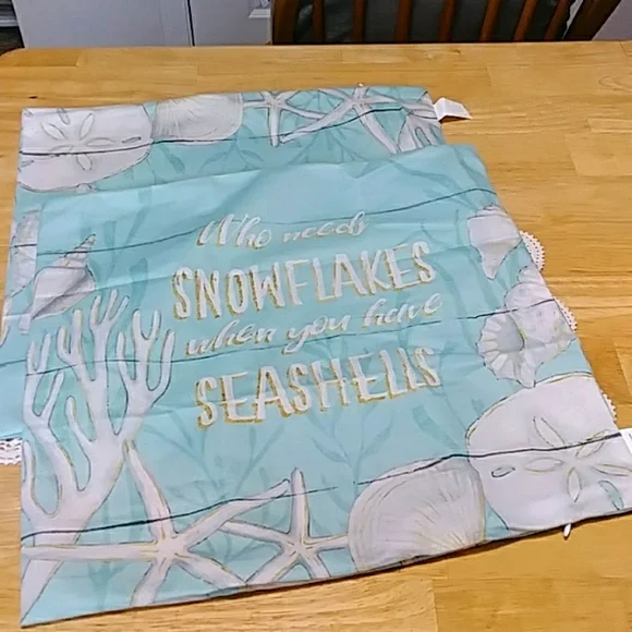 Christmas Beach Theme pastels with seashells pillow covers Nwot