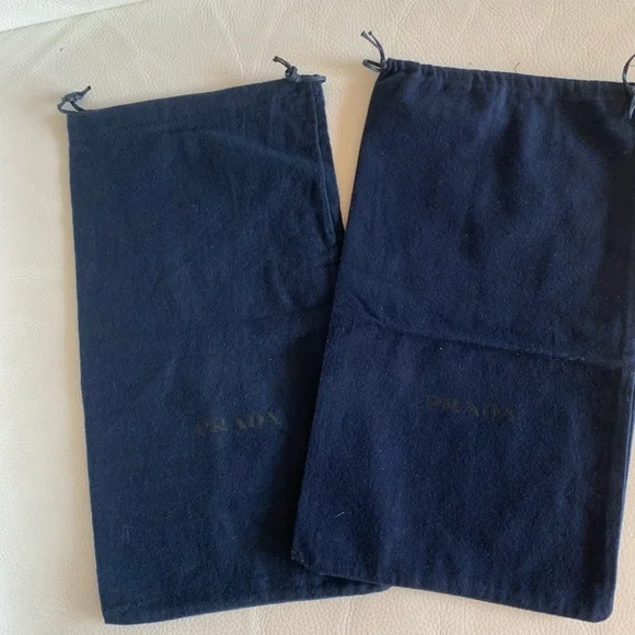PRADA two Flannel Shoe dust Storage Drowstring Bags W 8.5” /H 15