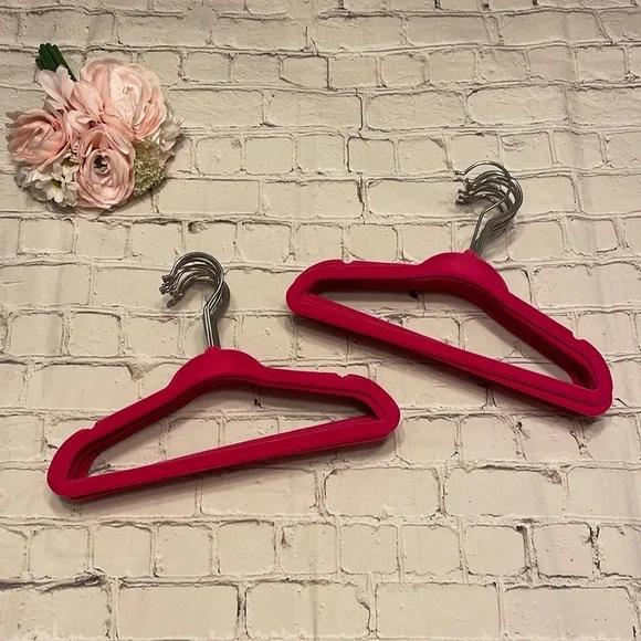 🌸 Hot Pink Toddler Velvet Hangers - Set of 22
