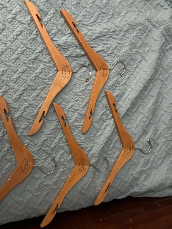 Talbots Wooden Suit Hangers in Light Brown with Silver Hooks