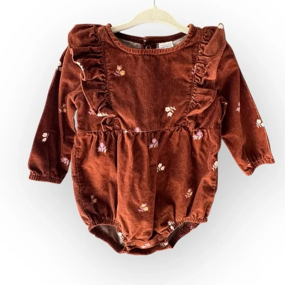 Carter's Brown Corduroy Baby bubble romper