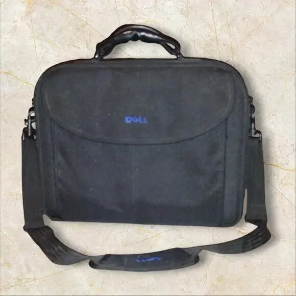 Vintage DELL Laptop Bag Canvas Black Messenger Carrying Shoulder