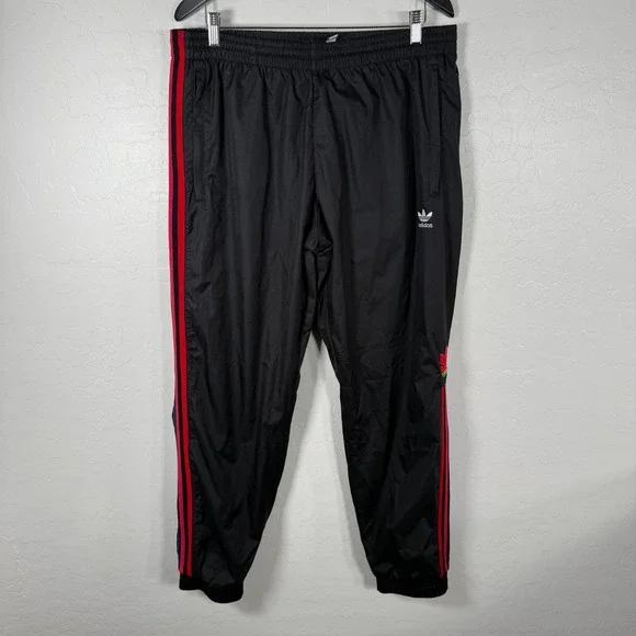 Adidas Pants Mens XL Black‎ 3D Trefoil 3 Stripe Sweatpant Windbreaker Track Jog