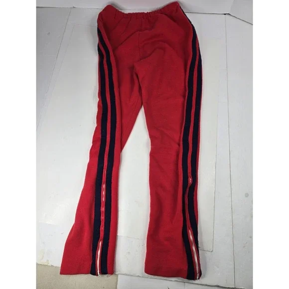 Vintage Track Pants Zip Legs Size 22X26 Red‎ 80s Basketball Track School College