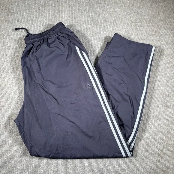 Vintage 90s Adidas Track Pants Mens XL Grey Striped Windbreaker Lined Climashell