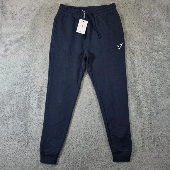 Gymshark Crest Jogger Mens Small Navy Blue Slim Fit Fleece Sweatpants Gym NWT