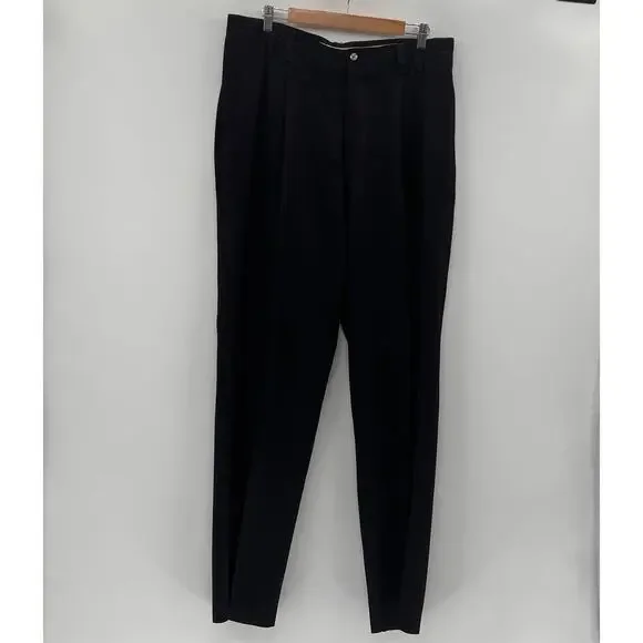 Vintage Tommy Bahama Black Double Pleated Silk Dress Pants- 35