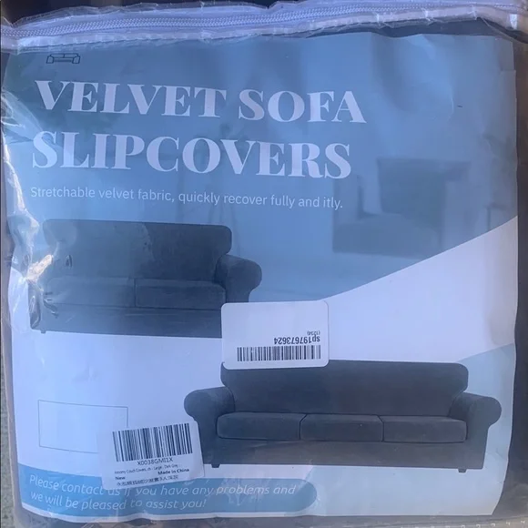 Velvet Sofa Slipcover - Gray