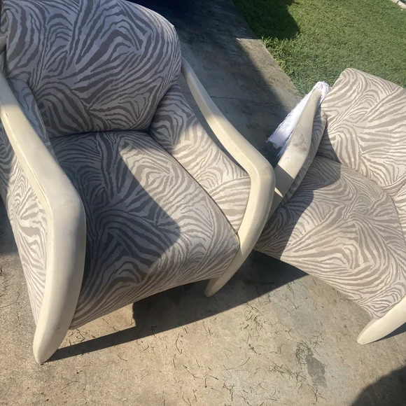 Zebra Print Accent Chairs with Cream Frame