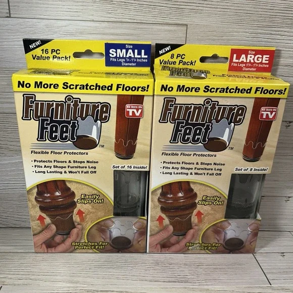 Furniture Feet (2) NEW Flexible Floor Protectors (24) 8 Lg/16 S