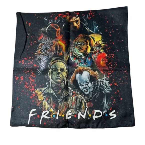 FRIENDS Horror Movie Classics Pillow Cover 17” Freddy Pennywise Chucky Jason