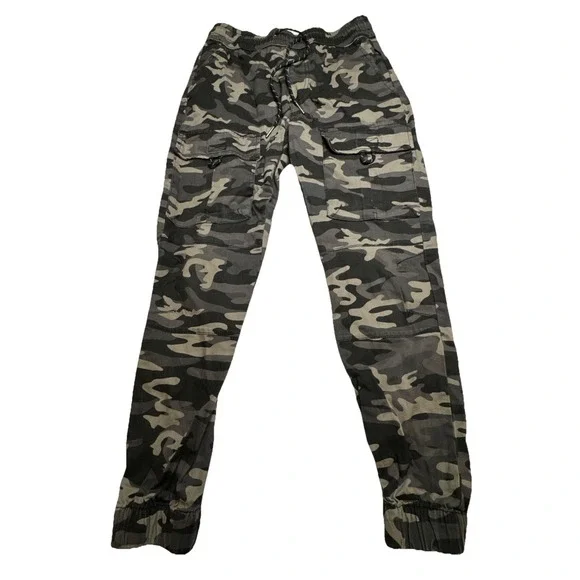 Ring of Fire Mens Camo Cargo Jogger Pants Grey Black Camouflage RYB1042 Size‎ S