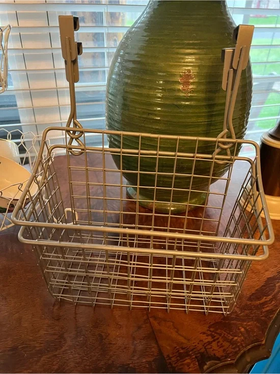 🦋 2 Metal Wire Hanging Storage Basket - Silver