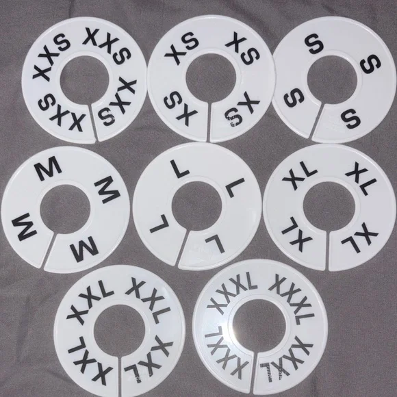 White Plastic Clothing Size Dividers - XS to XXXL Set