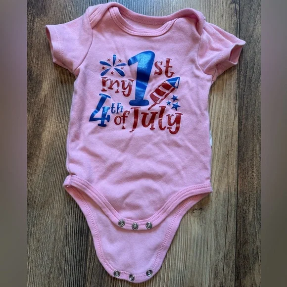 Pink 4th of July Baby Onesie