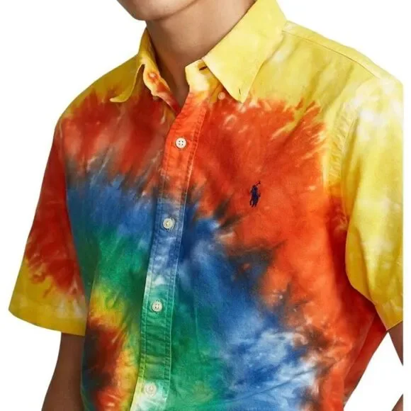 Polo Ralph Lauren Classic Fit Tie-Dye Oxford Shirt Blue/Green Tie Dye Multi Larg