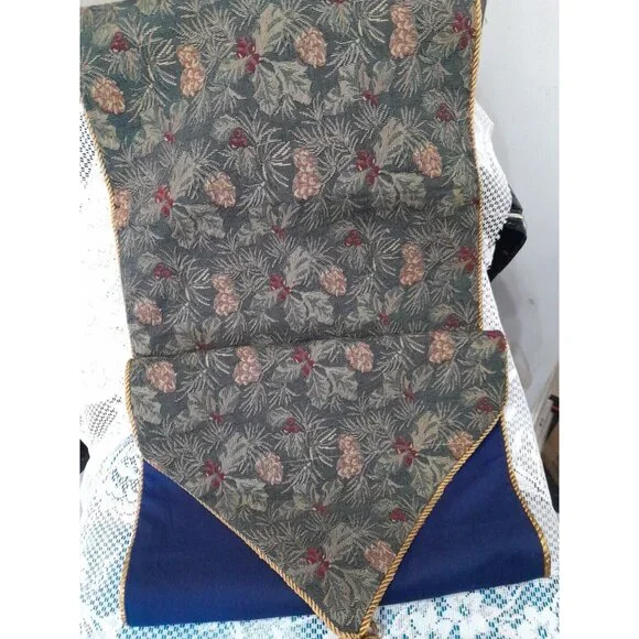 Vintage Tapestry Style Table Runner With Tassles 70 Inches Long Nice Preowned