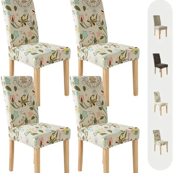 Floral Patterned Stretch Dining Chair Covers