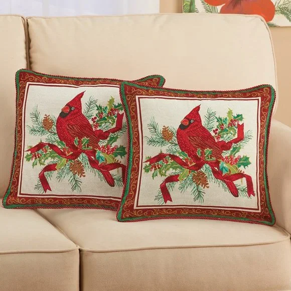 Cardinal Tapestry Accent Pillow Covers - Set of 2