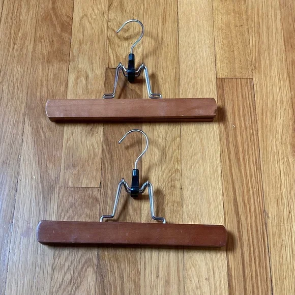 Wooden Pants Hangers with Metal Hooks - Set of 2