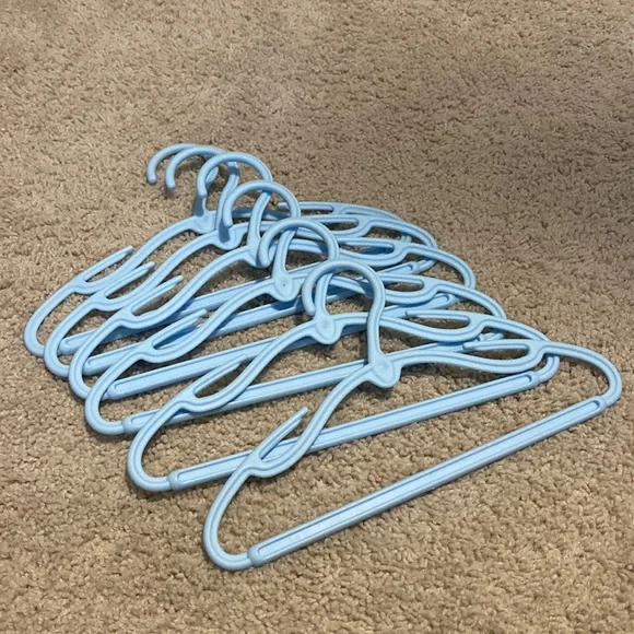 6 blue baby hangers