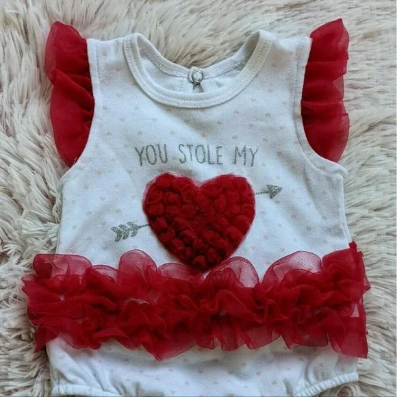 Kyle & Deena You Stole My Heart Tulle Ruffle Onesie 0-3m