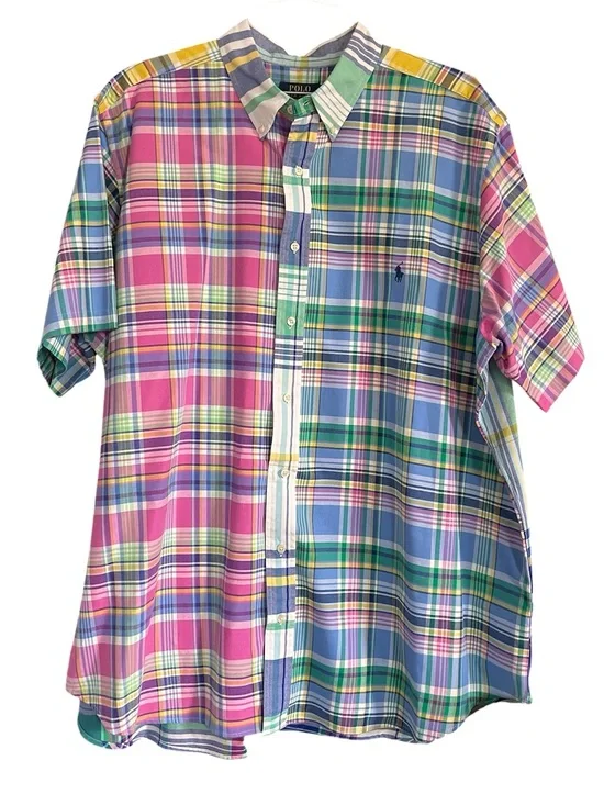 Polo Ralph Lauren Men’s Short Sleeve Button Down Pastel Plaid size 2XB
