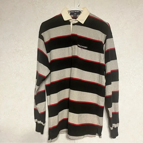 Polo by Ralph‎ Lauren Men's Striped Shirt in Black, Gray, and Red
