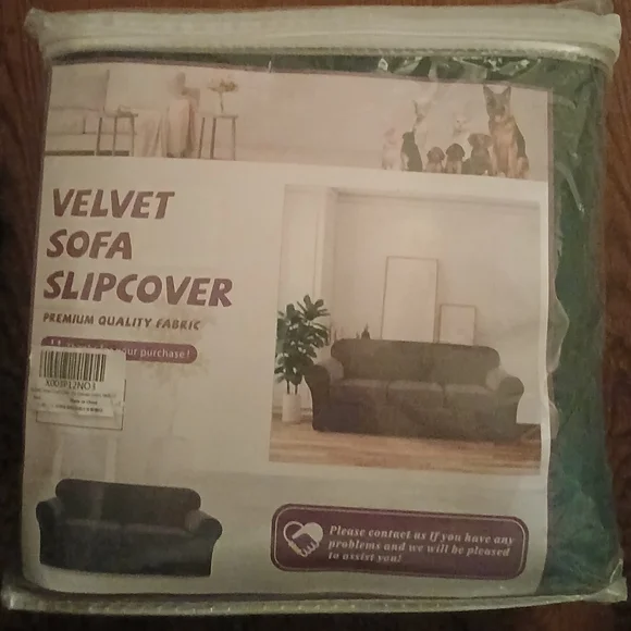 Velvet Sofa Slipcover - Emerald Green