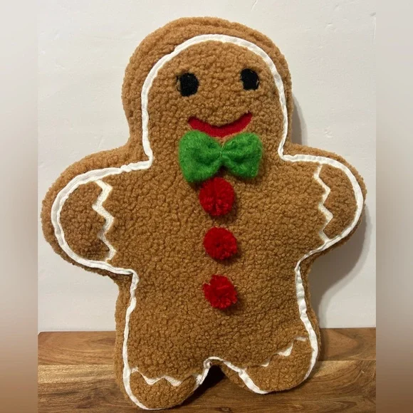 Hobby Lobby Gingerbread Man Plush Pillow 13”X15” Christmas Decor NWT