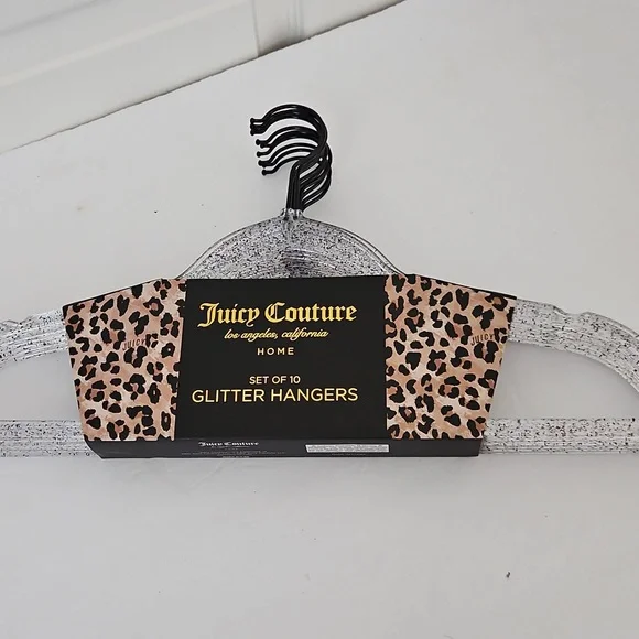 Juicy Couture NWT Black Glitter Speckled Clear Hangers