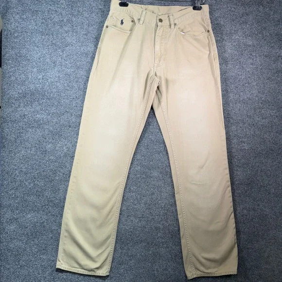 Polo Ralph Lauren Authentic Dungaree Pants Mens 32x32 Tan Khaki Straight Twill