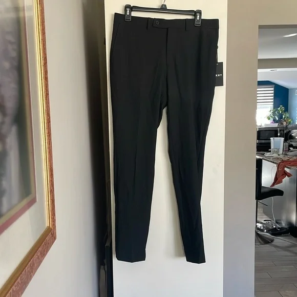 NWT Dkny Men's Modern-Fit Stretch Suit Pants Black 32 X 30