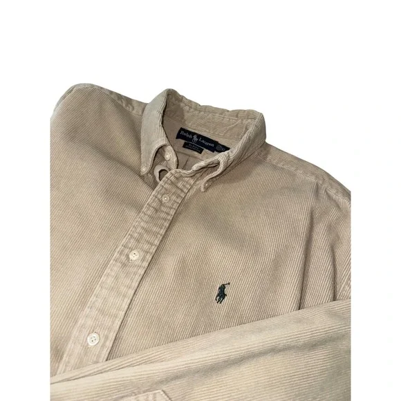 VTG 90s Ralph Lauren XXL Blaire Button Down Shirt, Corduroy, Mens, Logo, Polo