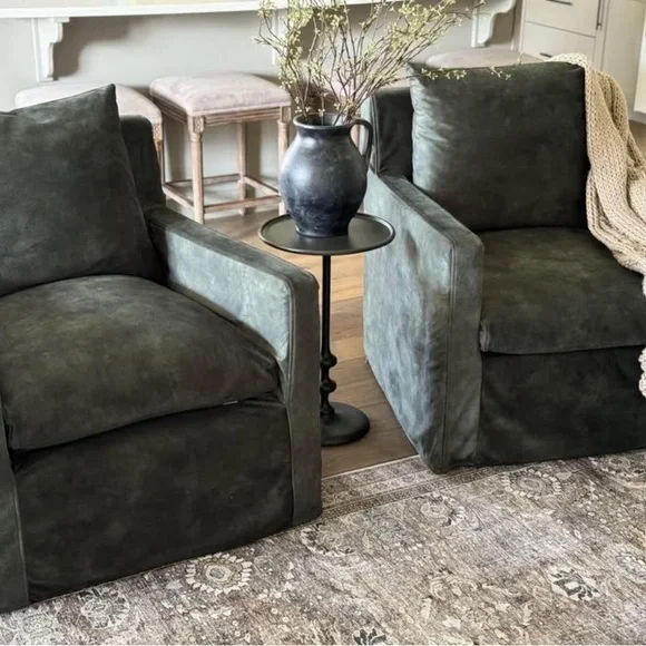 Custom made SLIPCOVERS Moss Green for Brynn World Market armchairs