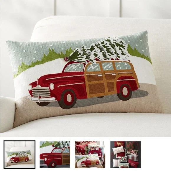 Pottery Barn Red and Green Holiday Pillow Case