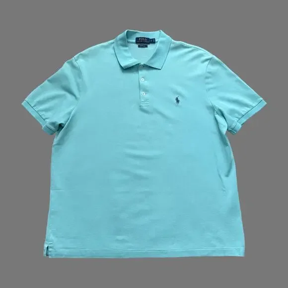 Polo Ralph Lauren Turquoise Stretch Mesh Knit Polo Large GUC