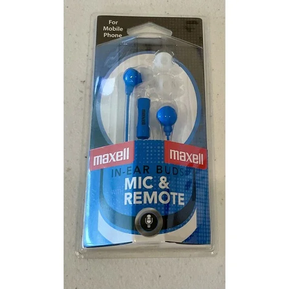 MAXELL 190301 - IEMICBLU Stereo In-Ear Earbuds with Microphone & Remote (Blue)