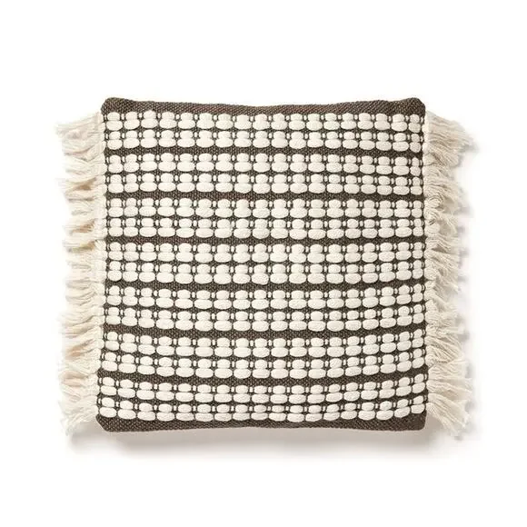 Divine Home Bergen Indoor/Outdoor Accent Throw Pillow, Taupe/White 17