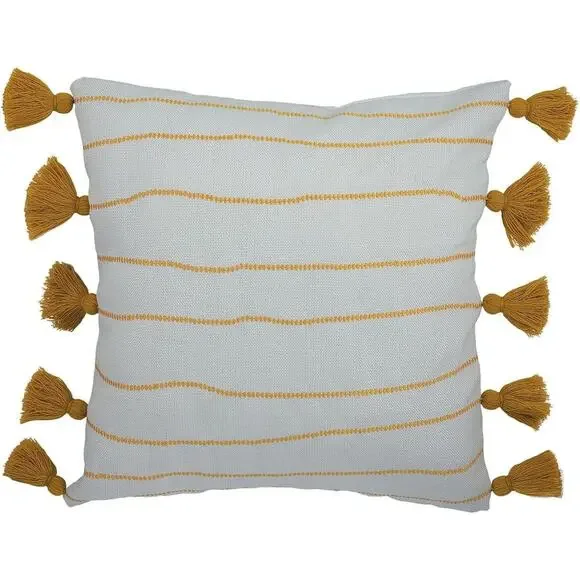 Divine Home Bands Indoor/Outdoor Accent Throw Pillow, Gold/White 17