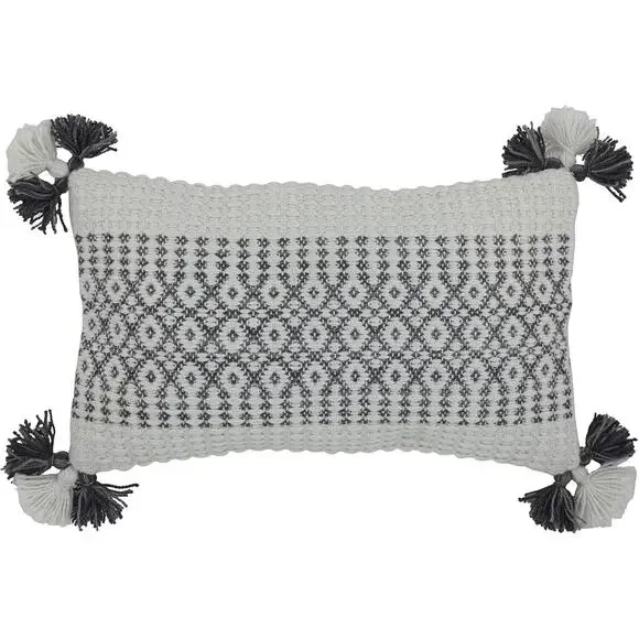 Divine Home Ava Indoor/Outdoor Accent Throw Pillow, Charcoal/White 12