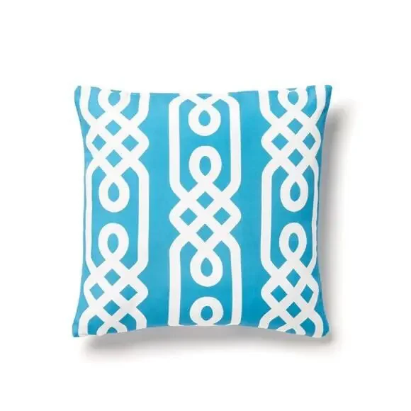 Divine Home Aegean 04 Indoor/Outdoor Accent Throw Pillow, Aqua/White 17